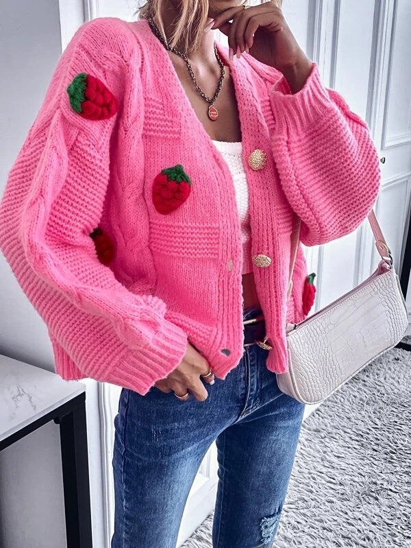 Women Long Sleeve Solid Embroidery Short Cardigans