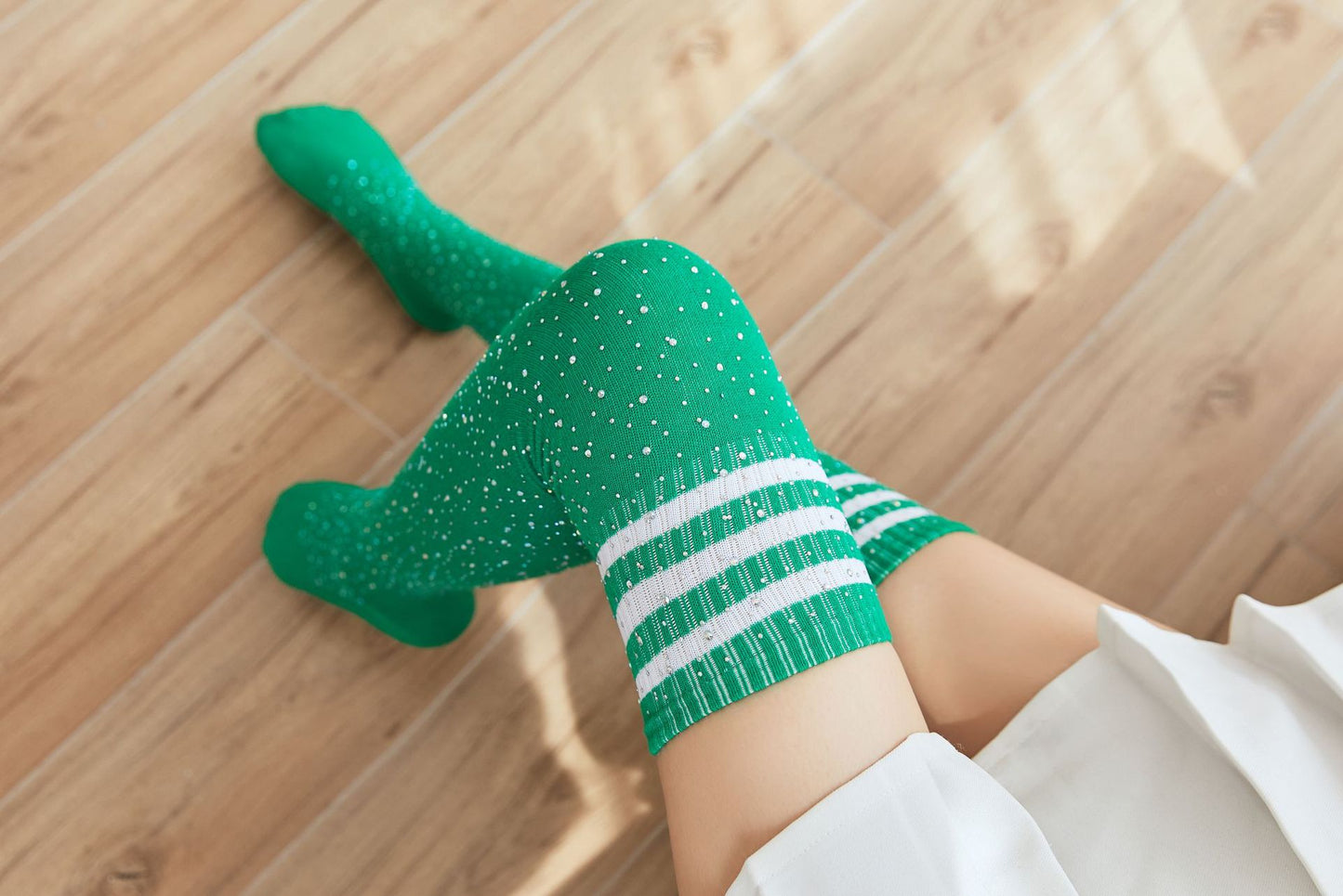 Chaussettes Sexy Strass Genou Chaussettes Rayées Femmes Bas Chaussettes Strass Chaussettes Hautes En Coton