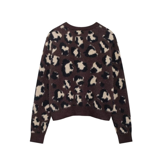 Women Clothing Animal Pattern Jacquard Artificial Fur Knitted Coat