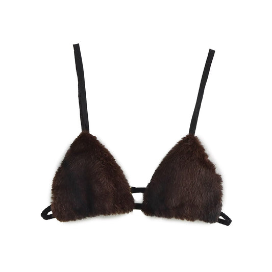 Women Solid Artificial Fur Effect Top Skirt Set