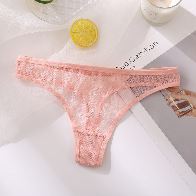 Femmes T Back évider Sexy couleur unie respirant femmes sous-vêtements taille basse haute fente slips