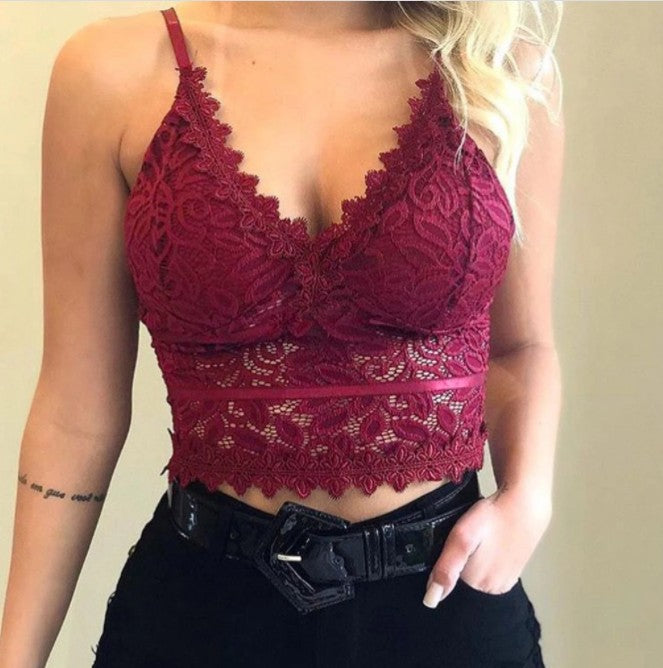 Sexy Déesse Hazy Sexy Charme Évider Découpe Dentelle Mince Sangle Triangle Coupe Soutien-Gorge Sans Fil Dos Nu Femmes Sous-Vêtements