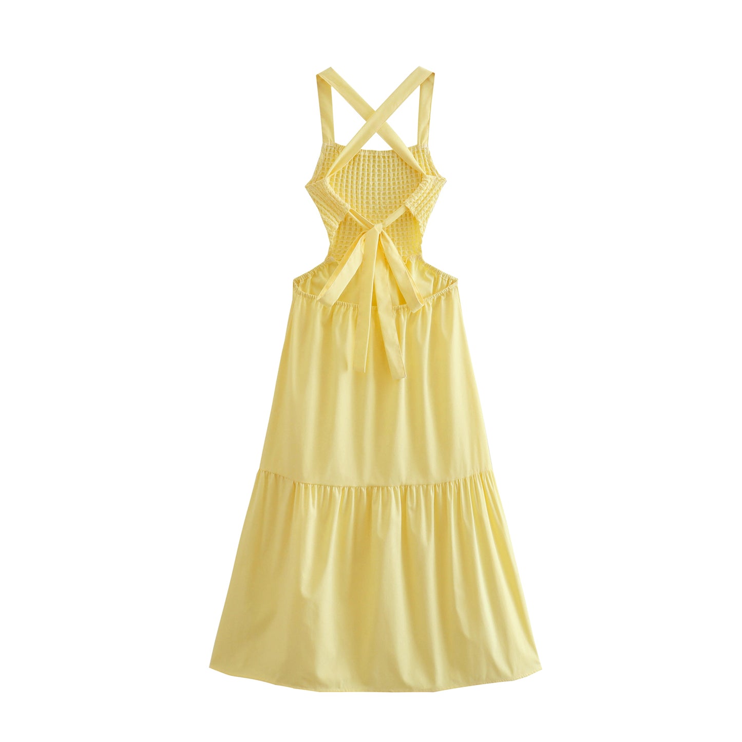 Spring Summer Sexy Halter Large Swing Slimming Dress Back Criss Cross Lace-up Holiday Hollow Out Cutout Sundress Dress Women