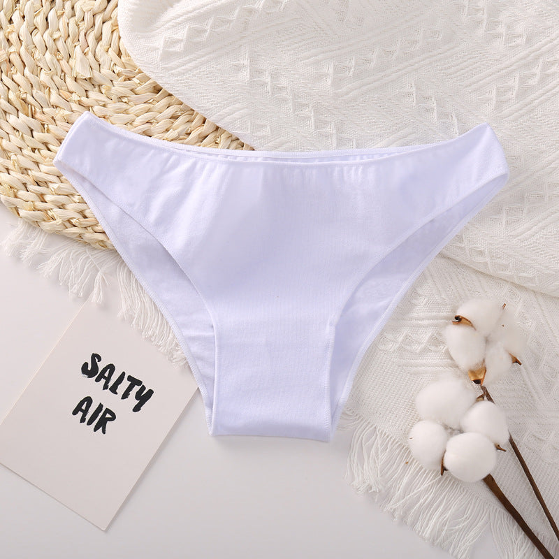 Sous-vêtements en coton de couleur unie pour femmes