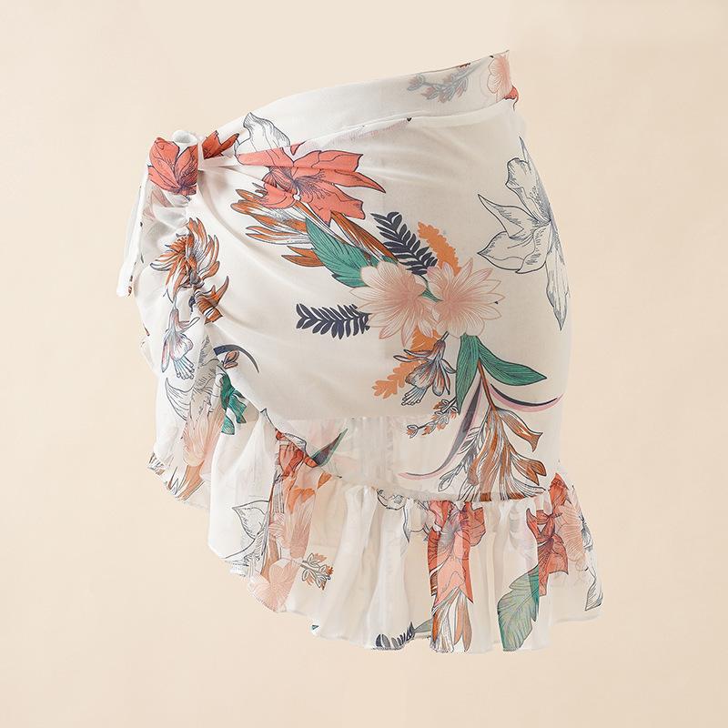 Chiffon Printed Beach Cover up Sexy Slit Skirt Vacation Skirt Beach Cover Up Women