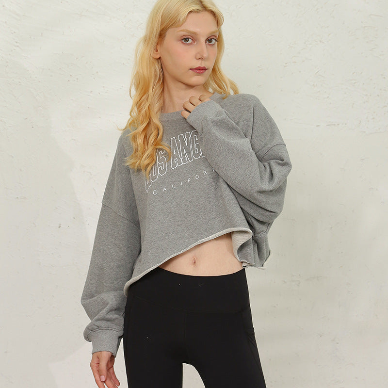 Pull court femmes vêtements coupe ample recadrée minceur à la mode imprimé rue veste manteau