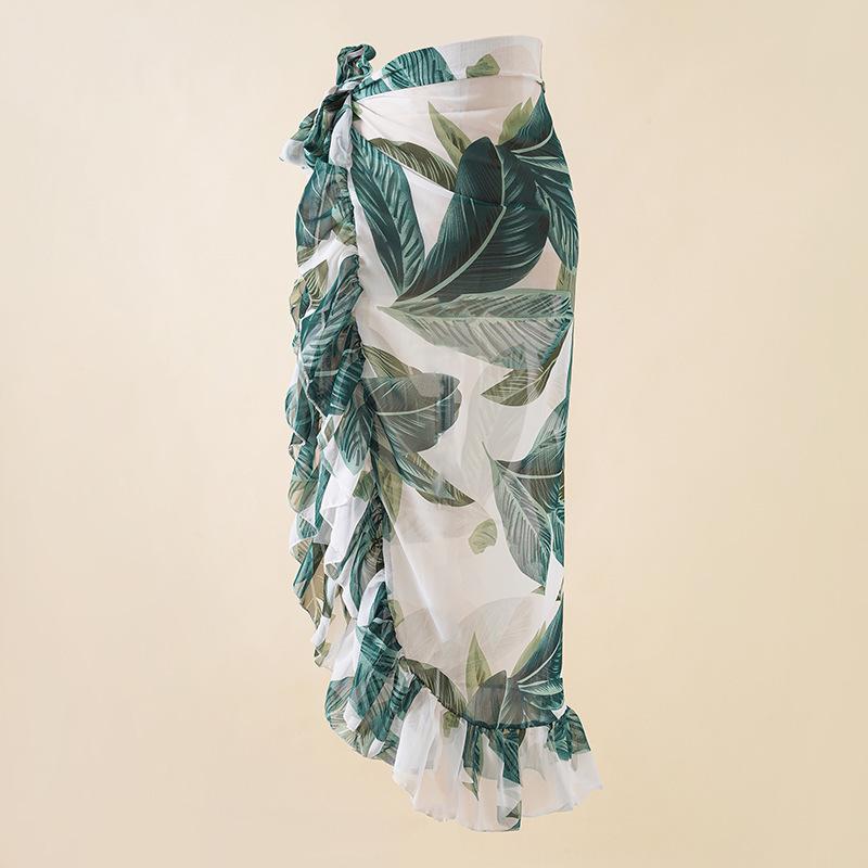 Chiffon Printed Beach Cover up Sexy Slit Skirt Vacation Skirt Beach Cover Up Women