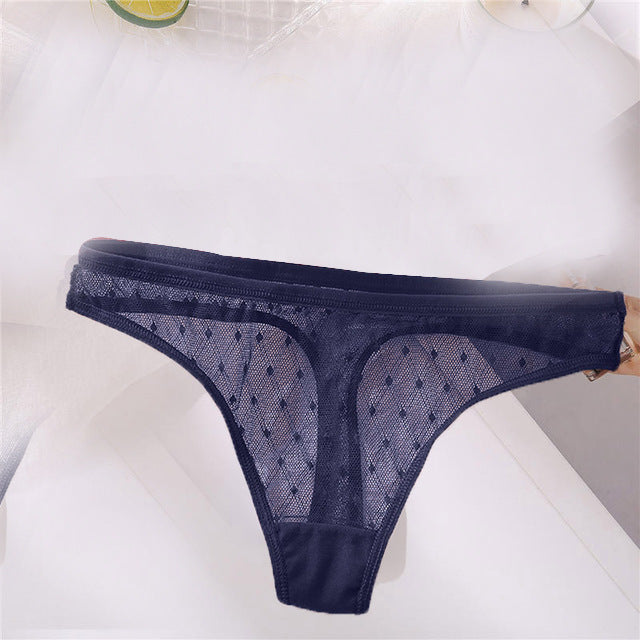 Femmes T Back évider Sexy couleur unie respirant femmes sous-vêtements taille basse haute fente slips