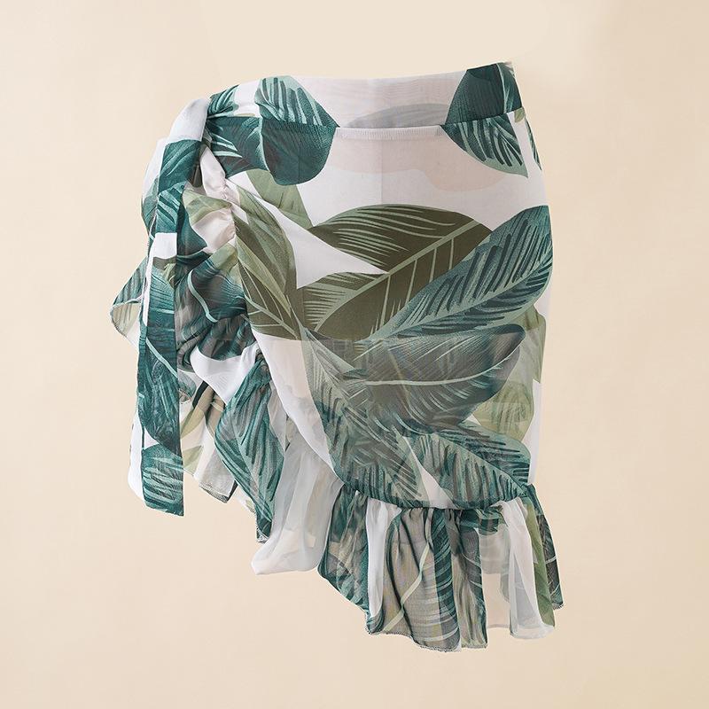 Chiffon Printed Beach Cover up Sexy Slit Skirt Vacation Skirt Beach Cover Up Women