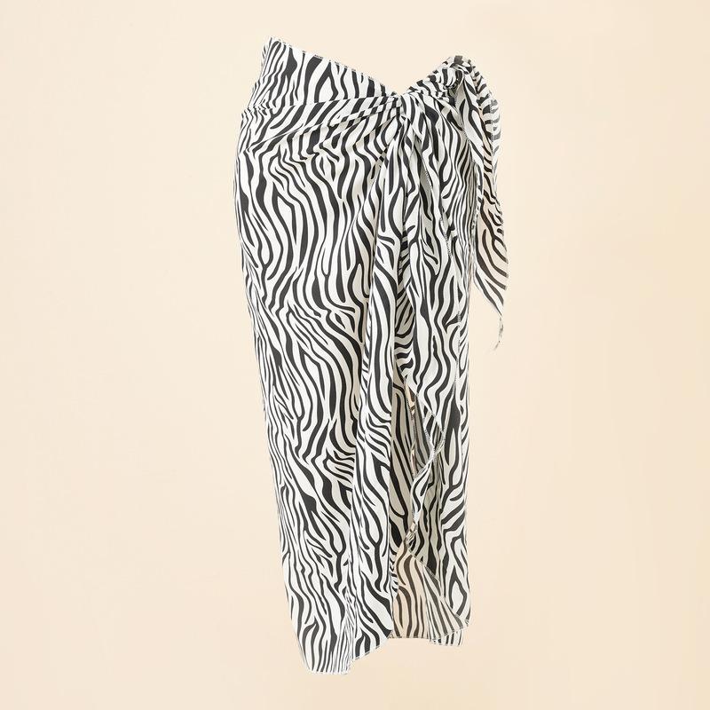 Chiffon Printed Beach Cover up Sexy Slit Skirt Vacation Skirt Beach Cover Up Women