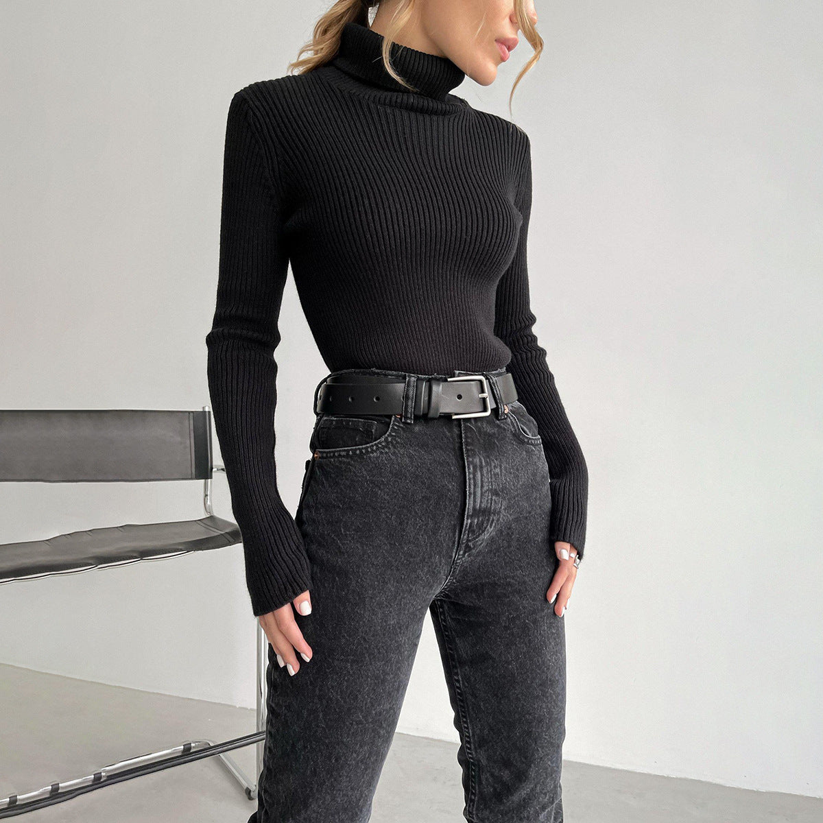 Lengthened Turtleneck Sweater Autumn Winter Knitting Bottoming Shirt Slim Fit Version Turtleneck Pullover
