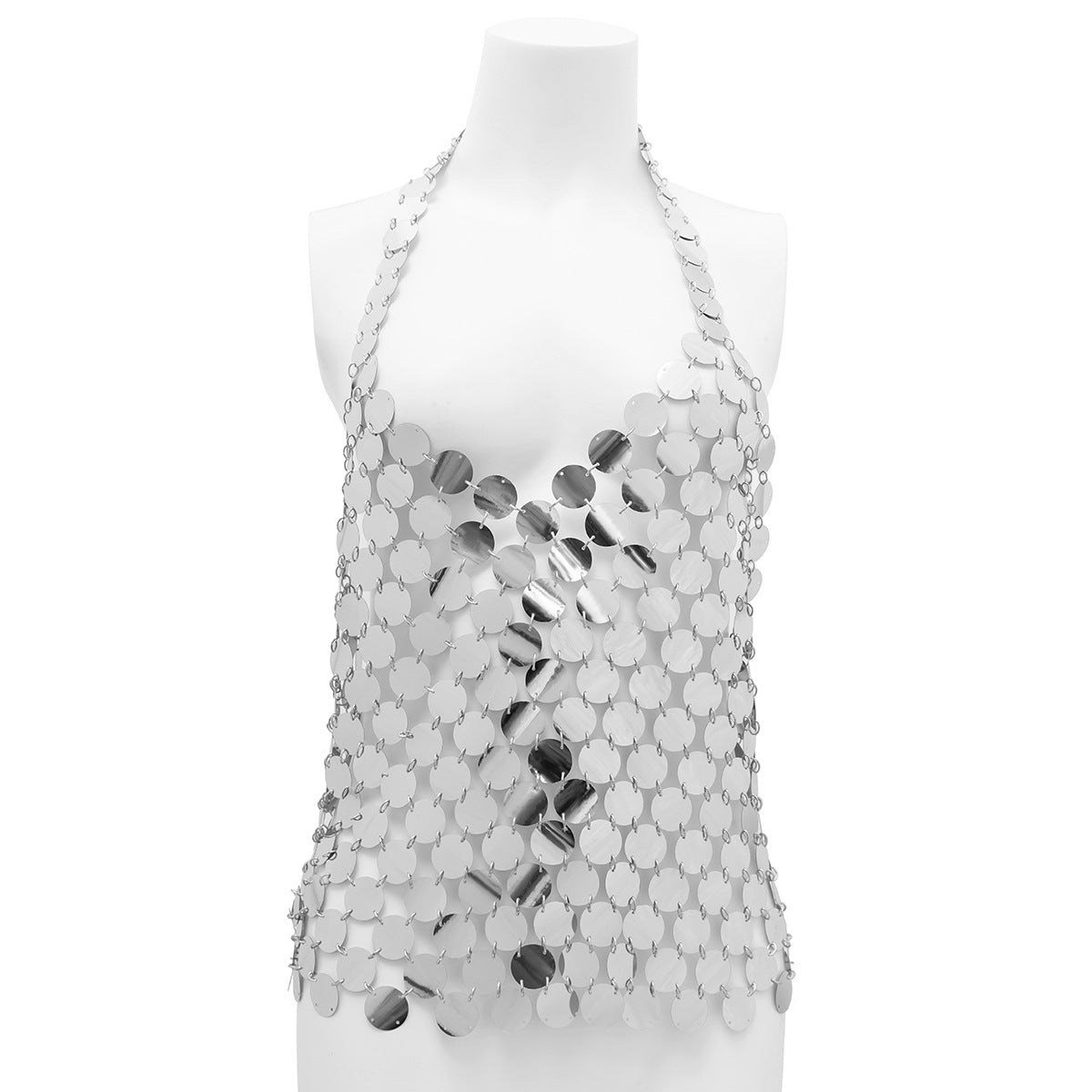 Ornament Sexy Handmade Vest- Clothing Chain V-neck Wafer Night Club Women