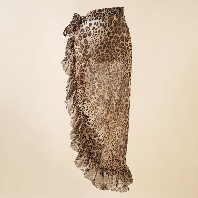Chiffon Printed Beach Cover up Sexy Slit Skirt Vacation Skirt Beach Cover Up Women