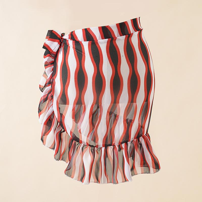 Chiffon Printed Beach Cover up Sexy Slit Skirt Vacation Skirt Beach Cover Up Women