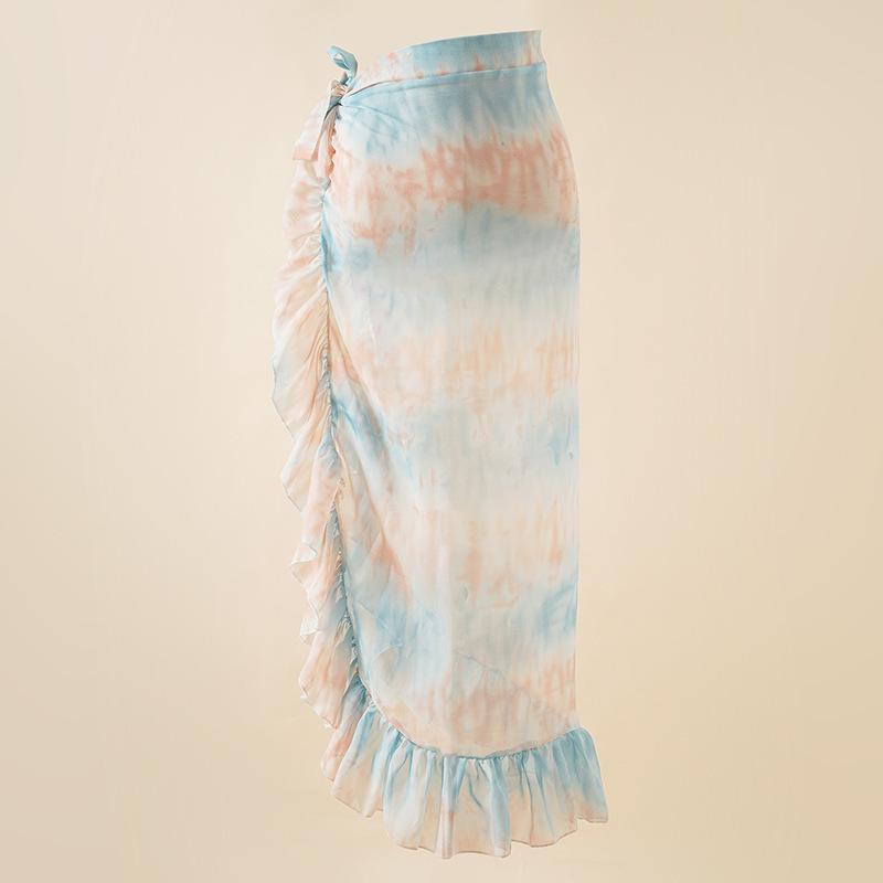 Chiffon Printed Beach Cover up Sexy Slit Skirt Vacation Skirt Beach Cover Up Women