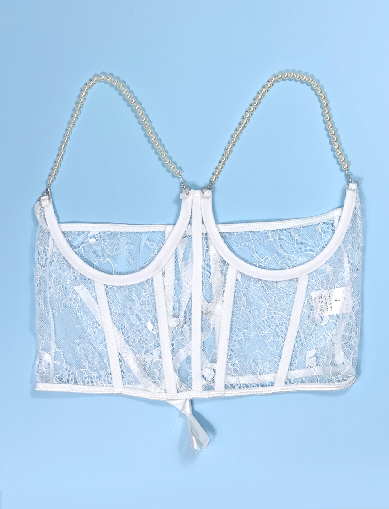 Casual Lace Stitching Pearl Chain Sexy Bandeau Cinched Waist Slim Fit Inner Wear Boning Corset Steel Ring Waist Seal