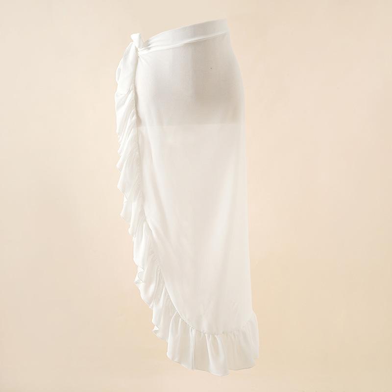 Chiffon Printed Beach Cover up Sexy Slit Skirt Vacation Skirt Beach Cover Up Women