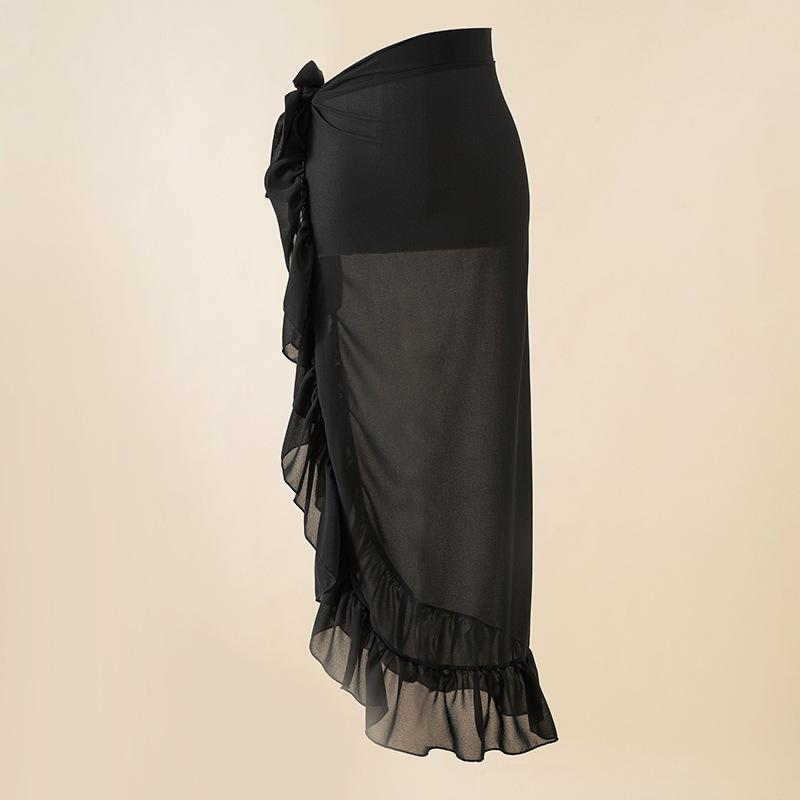 Chiffon Printed Beach Cover up Sexy Slit Skirt Vacation Skirt Beach Cover Up Women