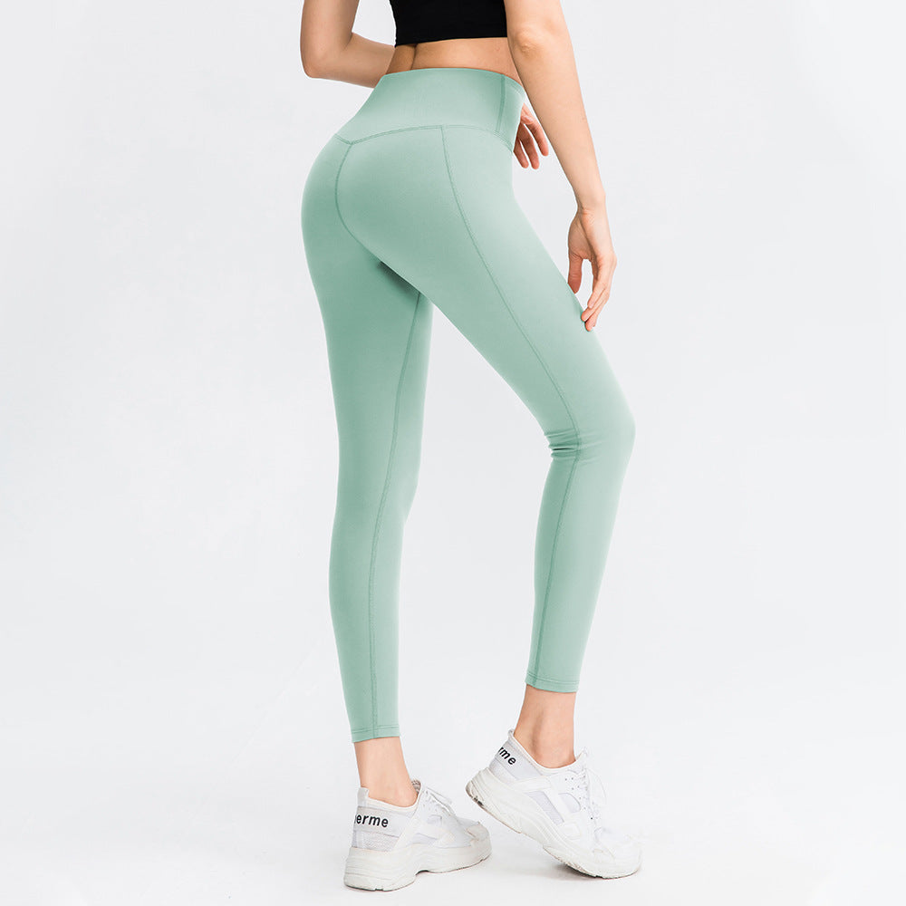 Printed Yoga Trousers Women Nude Double-Sided Brushed High Waist Hip Lift Tight No Embarrassment Line Fitness Trouser