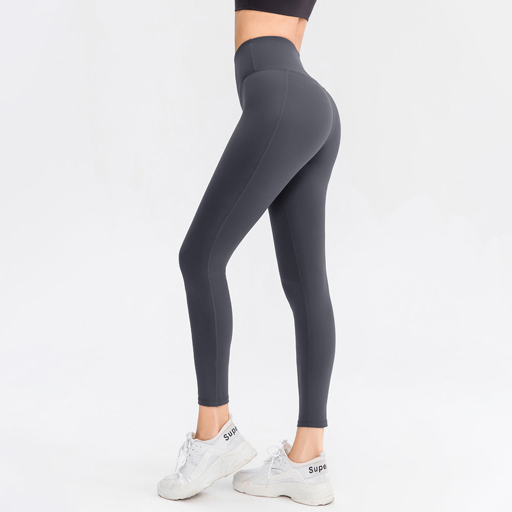 Printed Yoga Trousers Women Nude Double-Sided Brushed High Waist Hip Lift Tight No Embarrassment Line Fitness Trouser