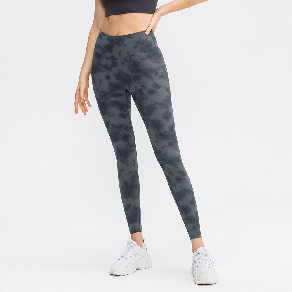 Printed Yoga Trousers Women Nude Double-Sided Brushed High Waist Hip Lift Tight No Embarrassment Line Fitness Trouser