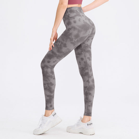 Printed Yoga Trousers Women Nude Double-Sided Brushed High Waist Hip Lift Tight No Embarrassment Line Fitness Trouser