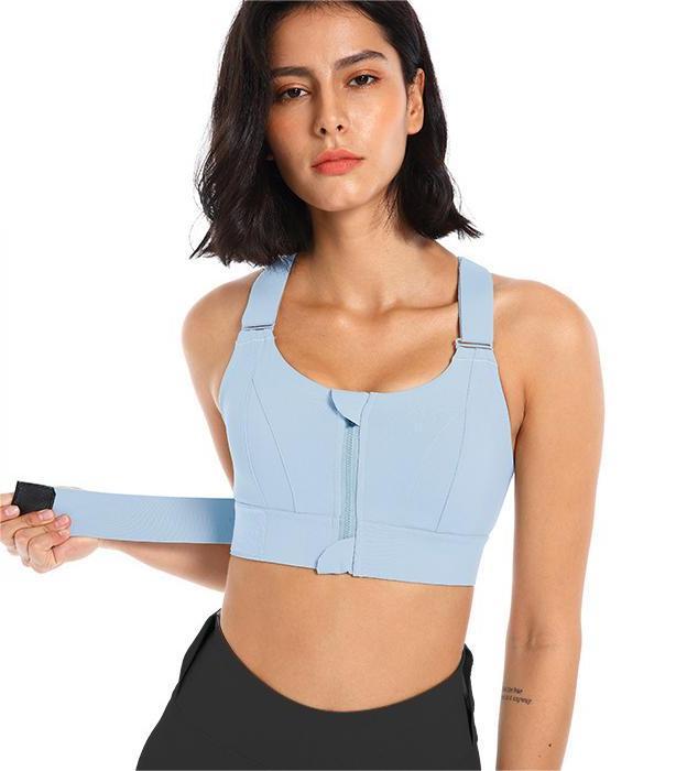 Criss Cross Back Velcro Sports Underwear Zipper Bandoulière réglable Soutien-gorge de course antichoc