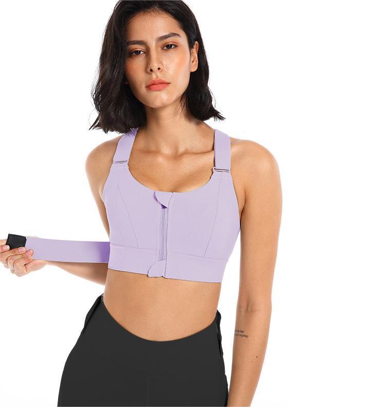 Criss Cross Back Velcro Sports Underwear Zipper Bandoulière réglable Soutien-gorge de course antichoc