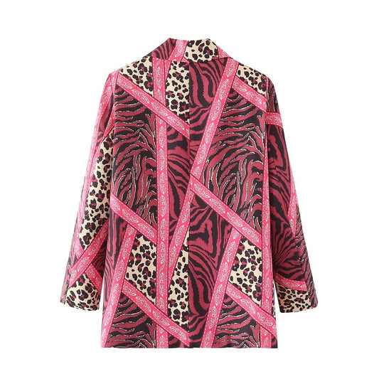 Long Sleeved Top Personality Street Women Clothing Leopard Print Blazer
