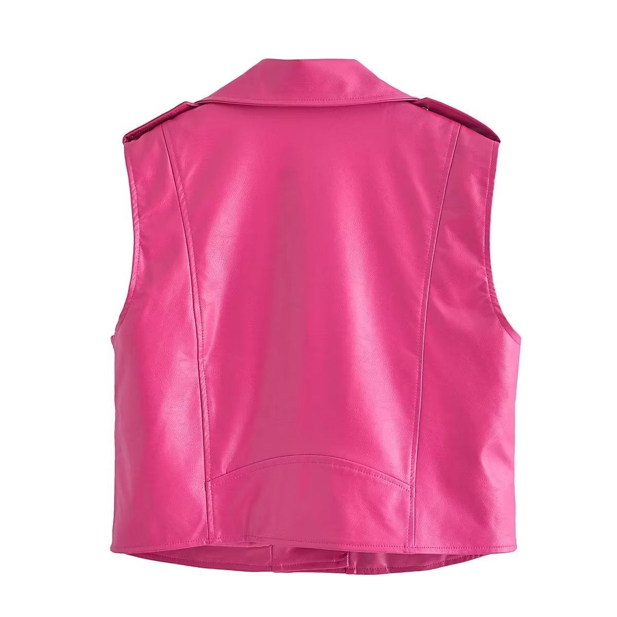 Women Clothing Leather Waistcoat Short Vest Faux Leather Sleeveless Leather Vest Waistcoats