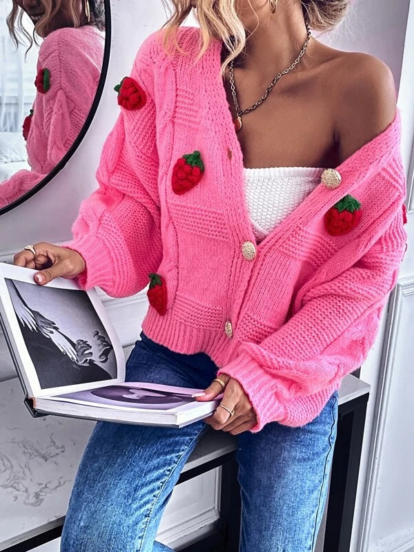 Women Long Sleeve Solid Embroidery Short Cardigans