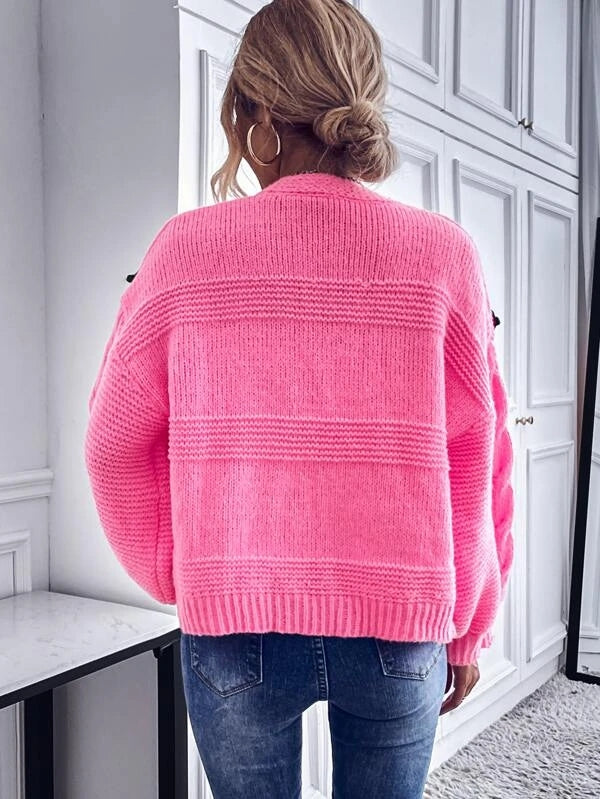 Women Long Sleeve Solid Embroidery Short Cardigans