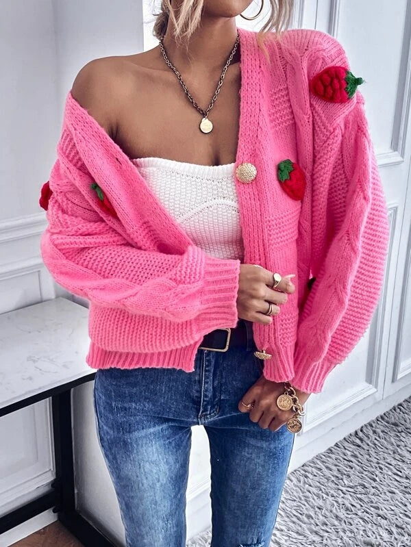 Women Long Sleeve Solid Embroidery Short Cardigans
