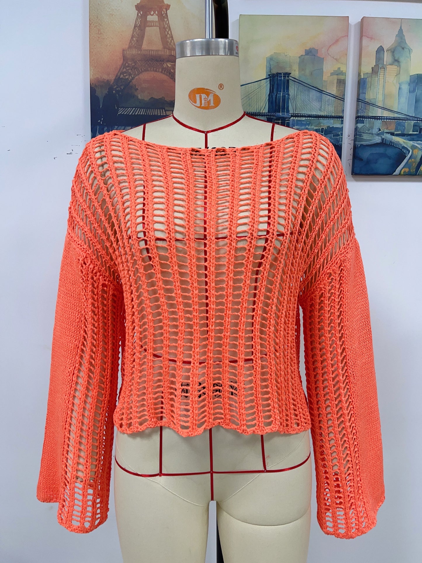 Maglieria primavera estate Camicetta lavorata a mano all'uncinetto da donna con spalle scoperte Maglieria lavorata a maglia da donna ritagliata