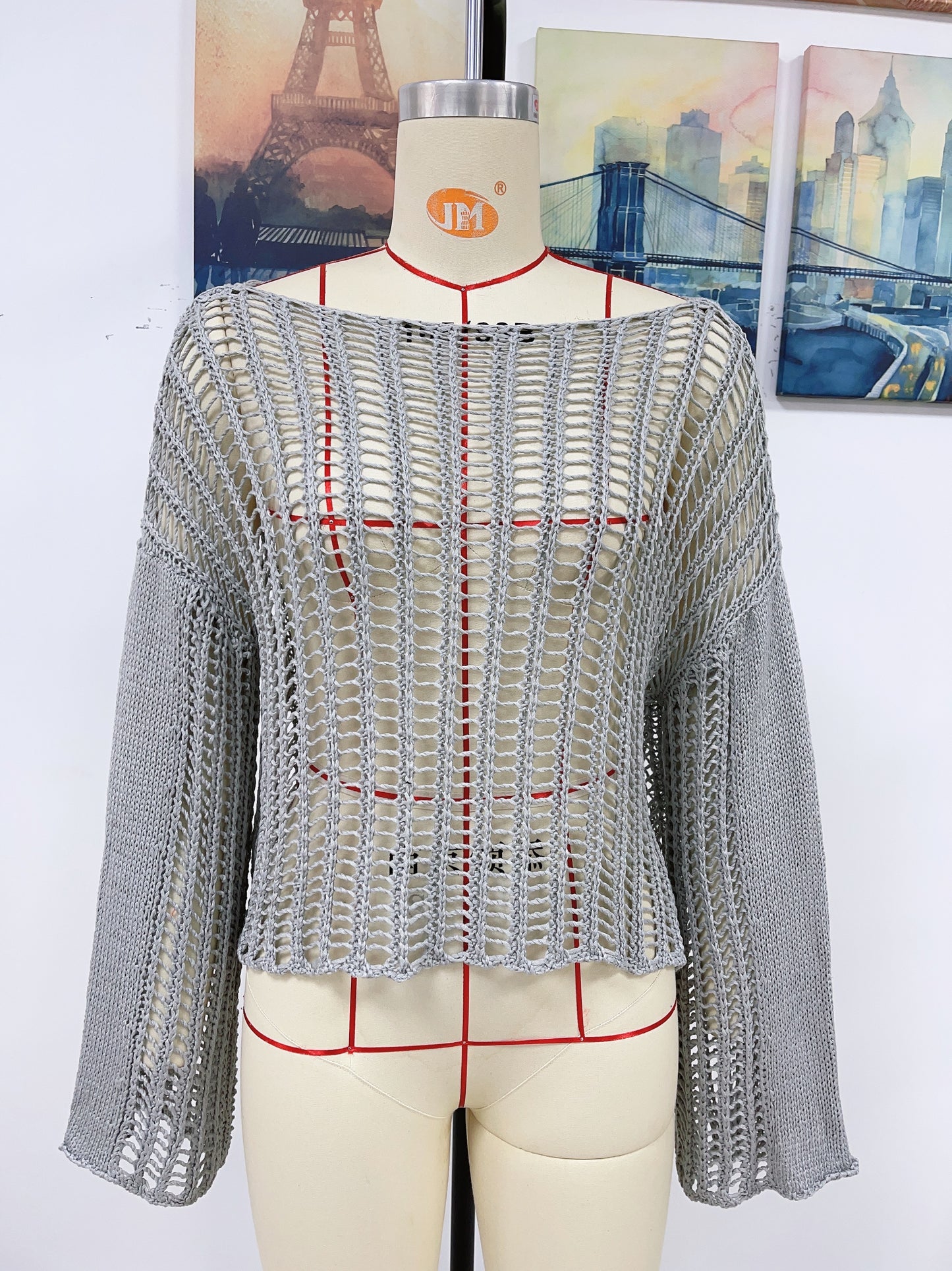 Maglieria primavera estate Camicetta lavorata a mano all'uncinetto da donna con spalle scoperte Maglieria lavorata a maglia da donna ritagliata