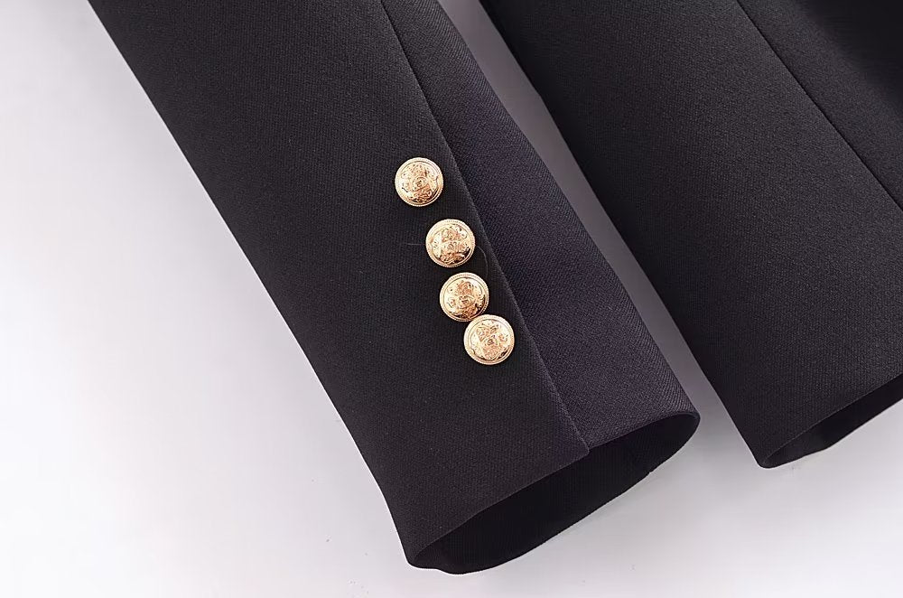 Ceinture Bouton Décoration Slim Fit Figure Flatteur Blazer Manteau