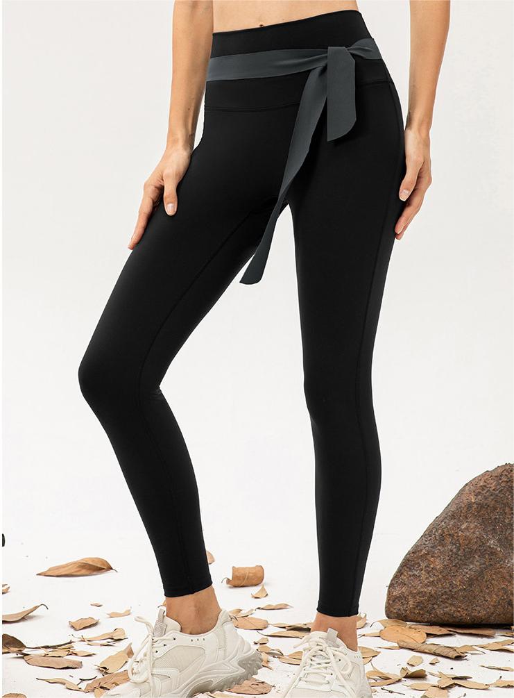 Femmes ligne Non embarrassante taille haute Yoga pantalon Double face nue sensation haute élastique collants respirant course Fitness pantalon