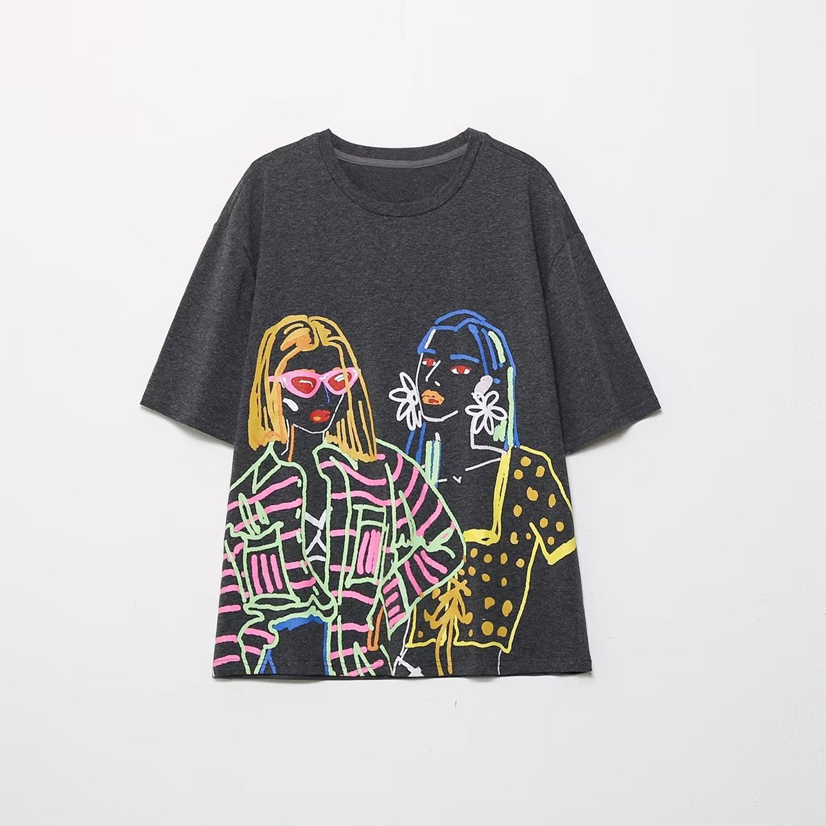 T-shirt à manches courtes imprimé effet délavé