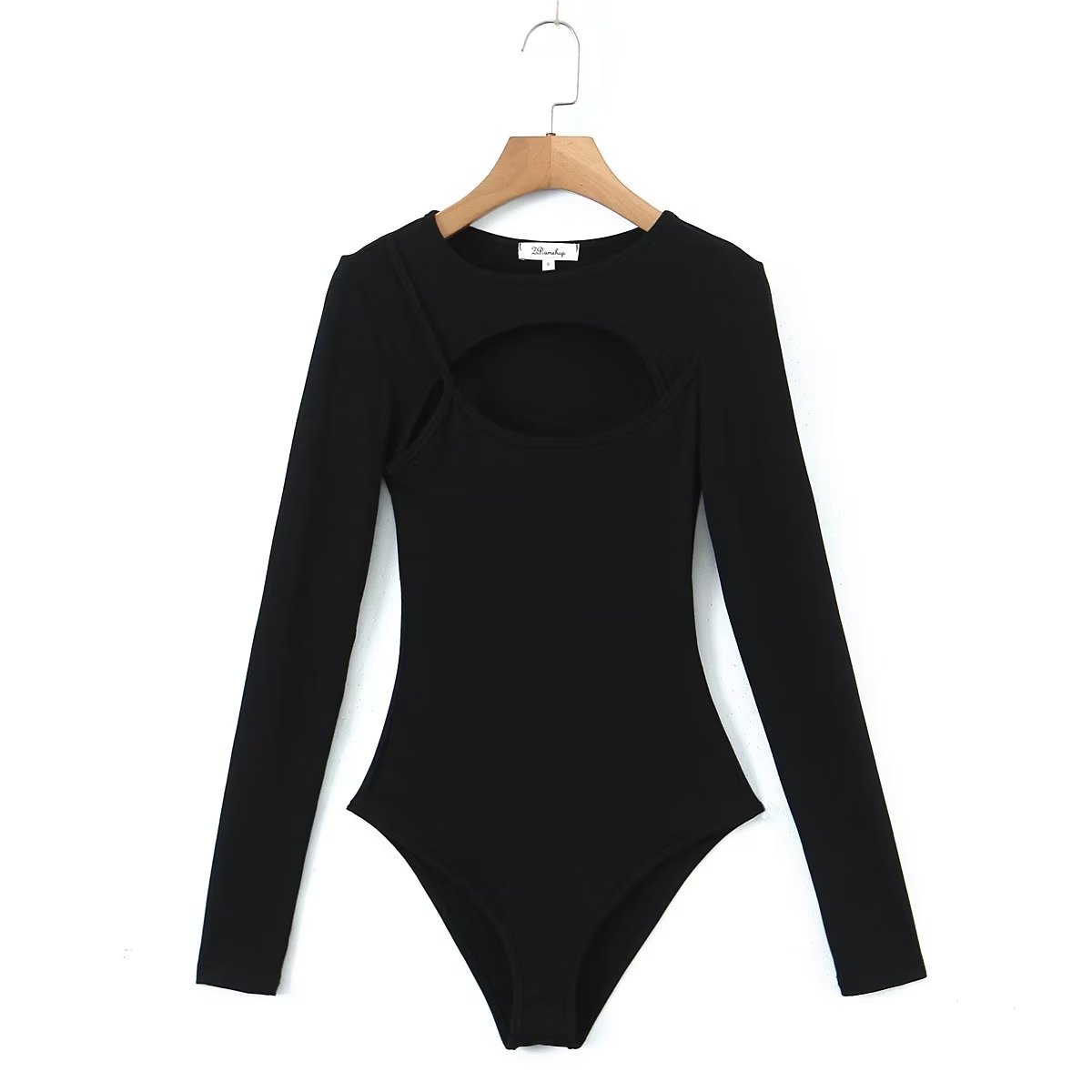 Women Clothing Hollow Out Cutout out Long Sleeved Knitted Bodysuits