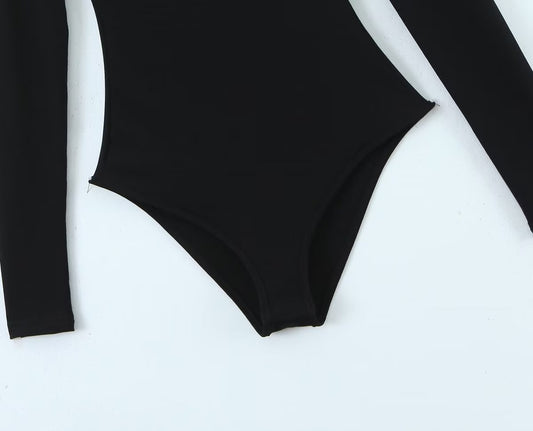 Women Clothing Hollow Out Cutout out Long Sleeved Knitted Bodysuits