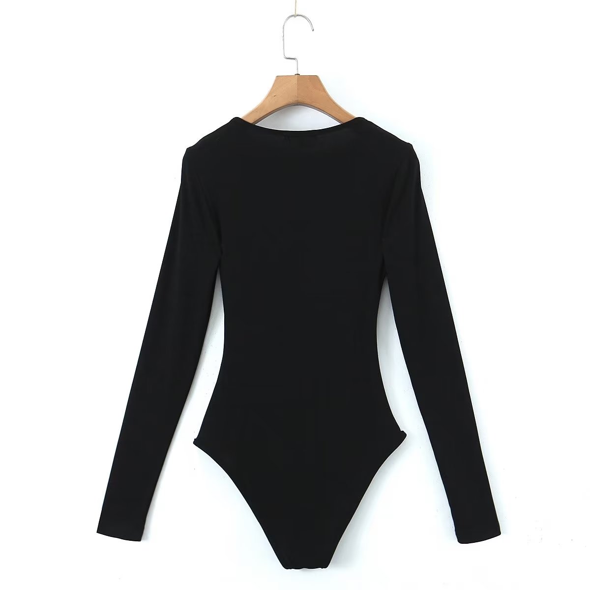 Women Clothing Hollow Out Cutout out Long Sleeved Knitted Bodysuits