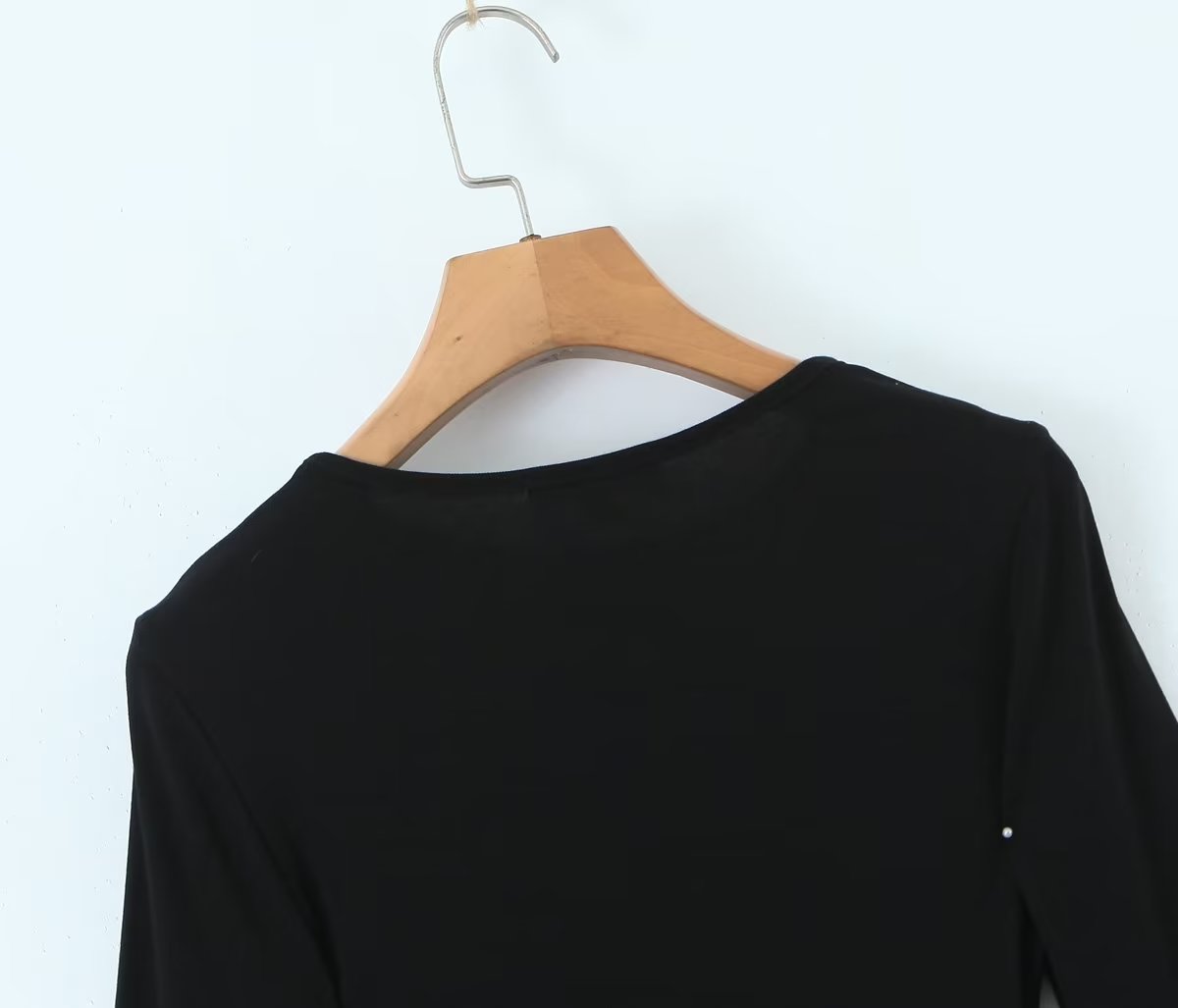 Women Clothing Hollow Out Cutout out Long Sleeved Knitted Bodysuits