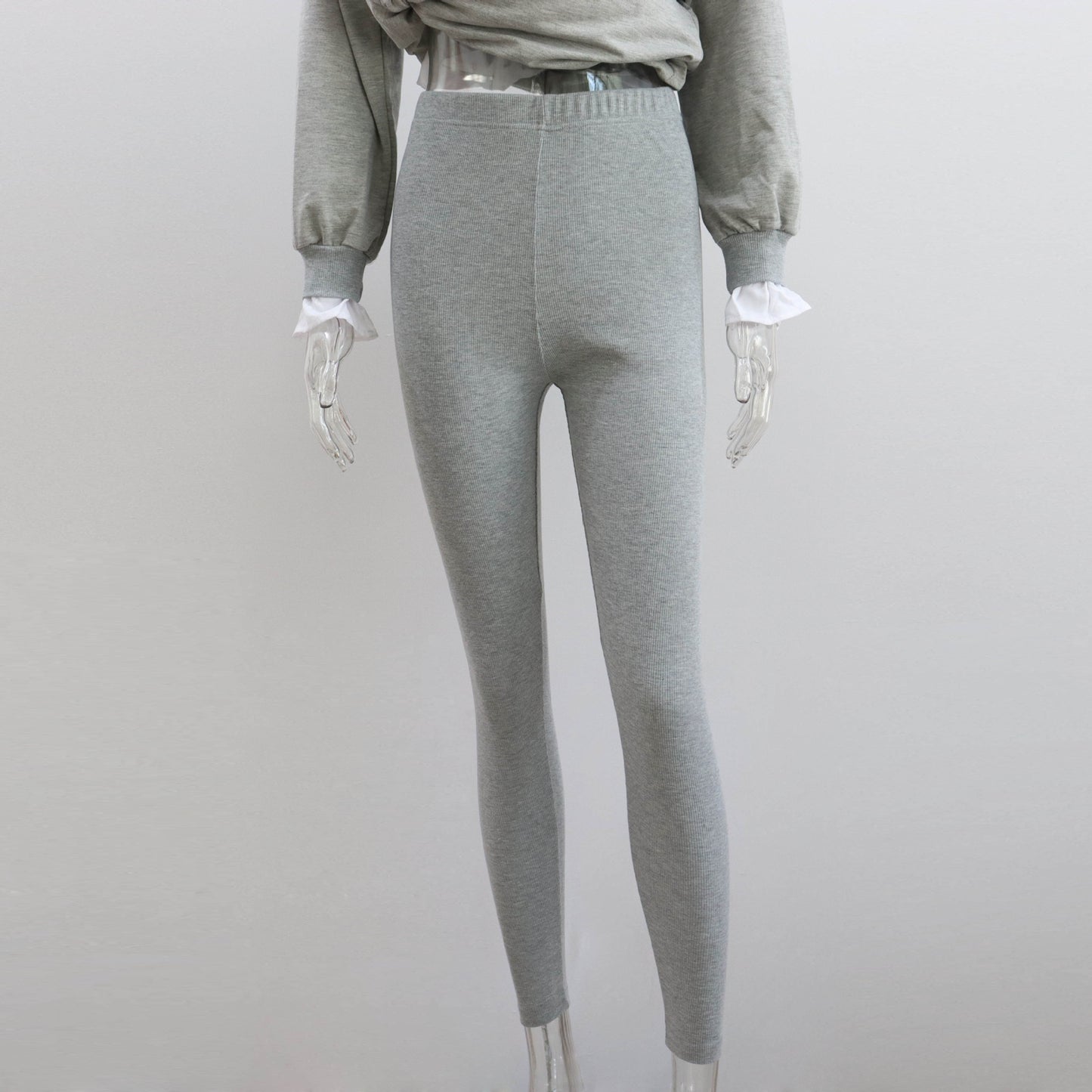 Women Clothing Autumn Winter Two Piece Suit Faux Two Pieces Casual Long Sleeve Sweatshirt Tops Rib Tight Trousers Suit for Women