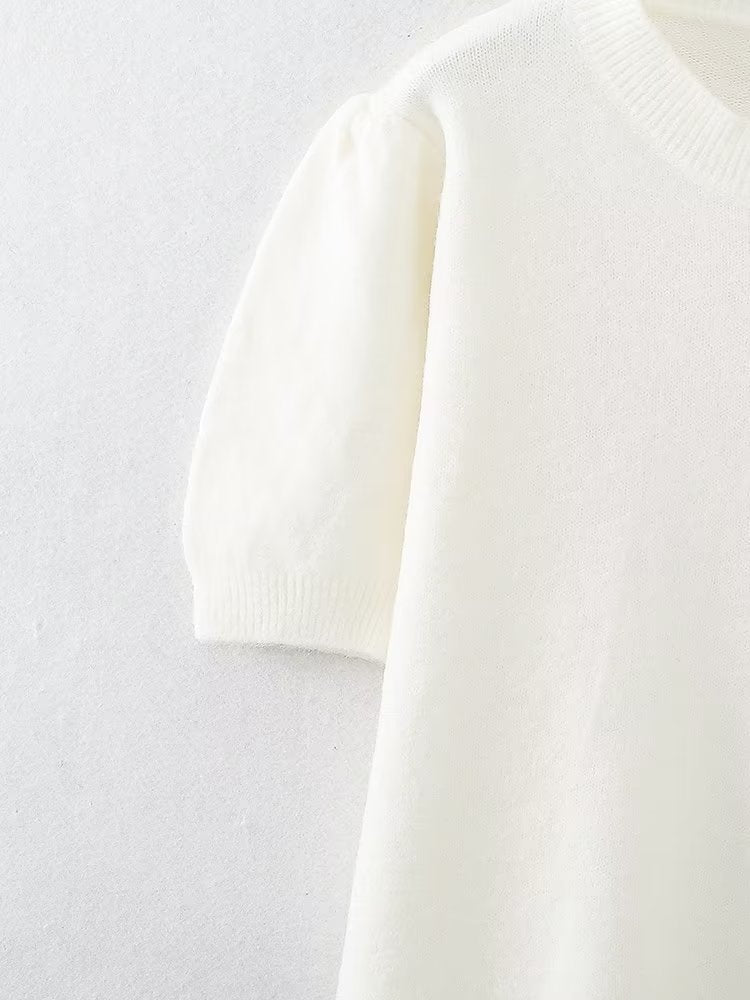 Pullover Sweater Women Retro Idle Oversleeve Detachable Design Knitted Half Sleeve Top
