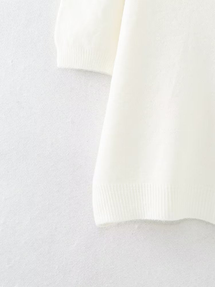 Pullover Sweater Women Retro Idle Oversleeve Detachable Design Knitted Half Sleeve Top