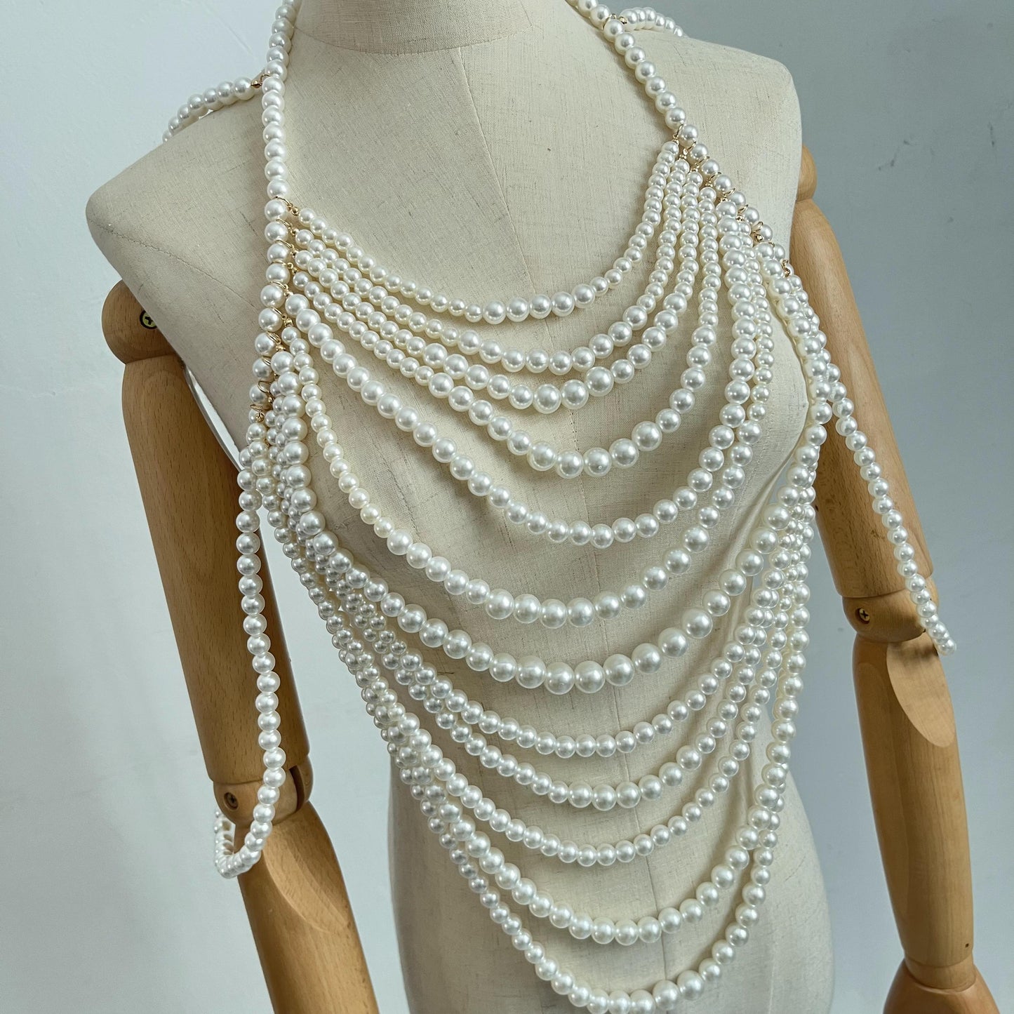Multi Layer Pearl Suspender Vest Halter Handmade Dress Small Top Elegant Chanel Tube Top
