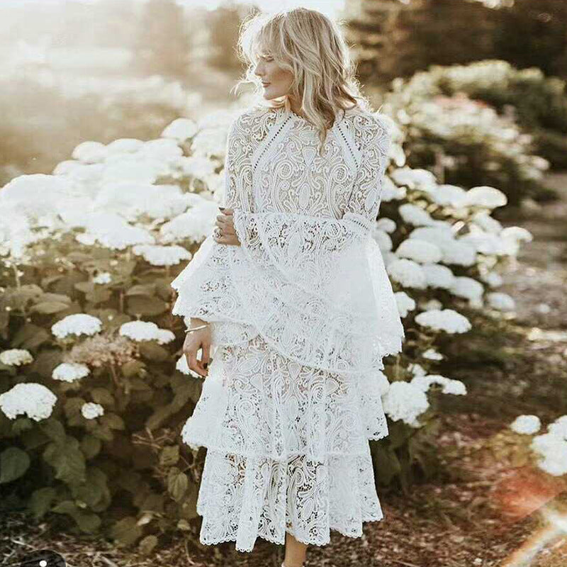 Spring Summer Dress Lace Dress Tiered Ruffle Maxi Dress Dress for Women