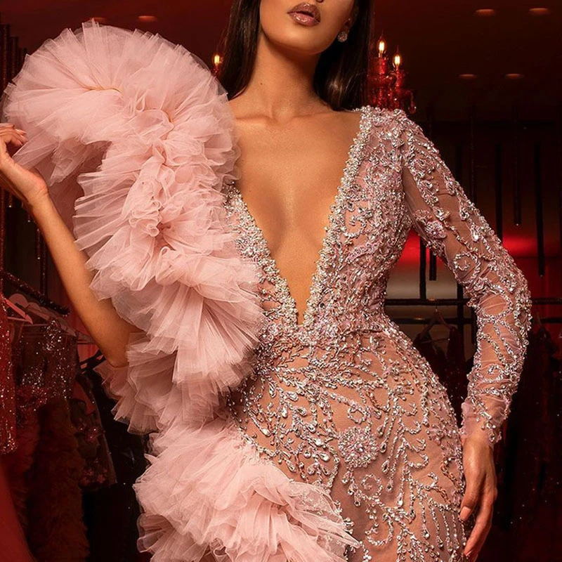 Spring Women Clothing Sexy Sequined Short-Sleeved Dress Maxi Dress