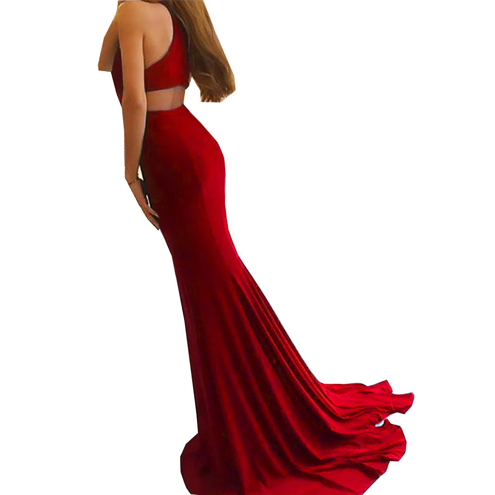 Femmes Vêtements Robe Printemps Sexy Halter Slim-Fit Gaine Évider Robe Formelle Femmes