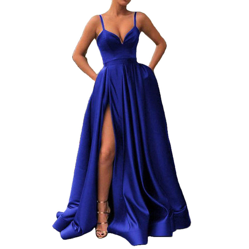 Robe de mariée en satin printemps nuptiale mariage bustier tubulaire minceur simple robe de banquet longueur au sol